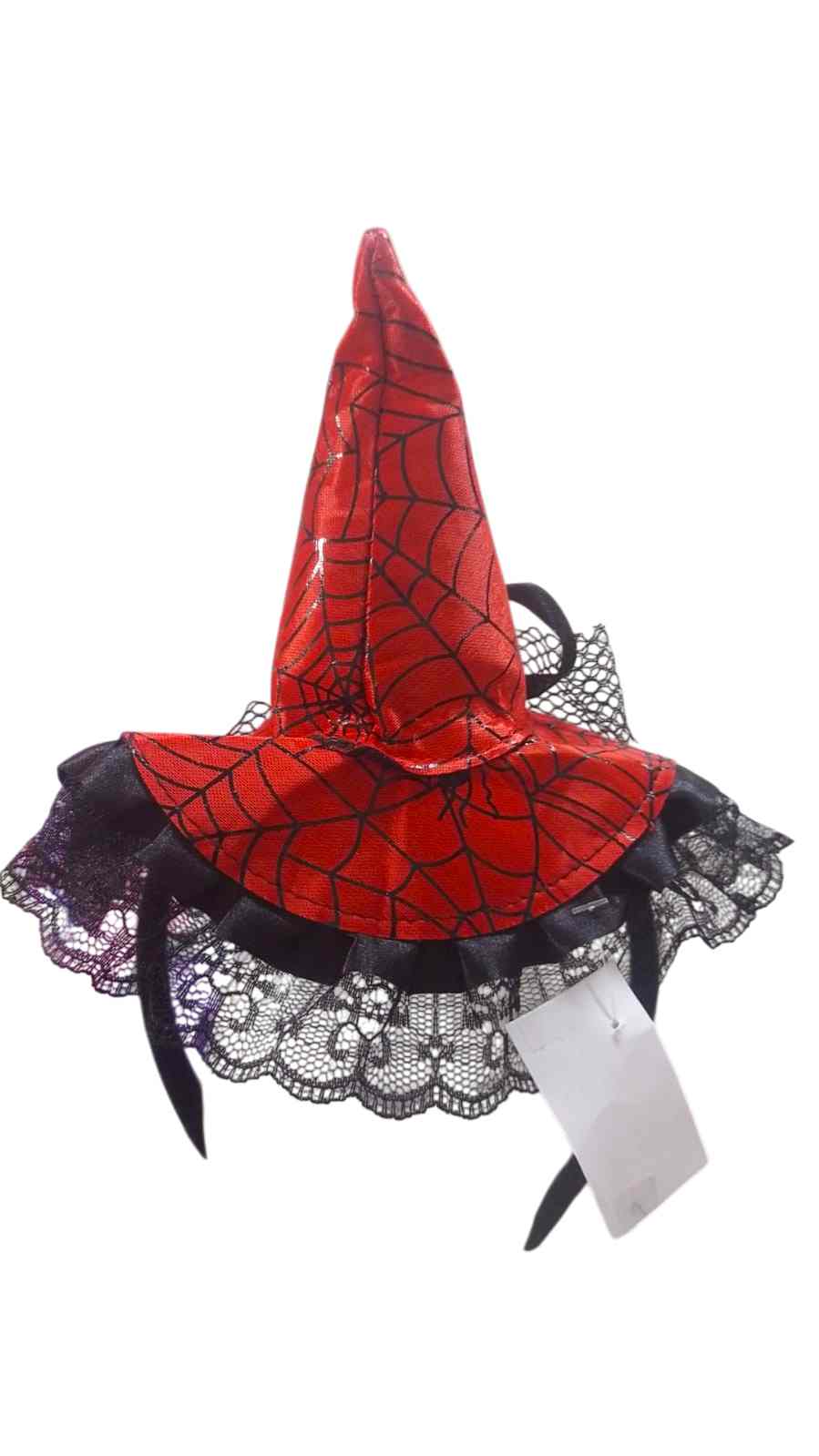 TIARA CHAPEU BRUXA VERMELHO/PRETO
